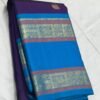 Retta Patta Border Kanchipuram Silk Saree In Dark Purple With Blue