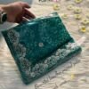 Beautiful bandhej printed Saree With hand pitta work In Light Blue