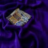 Royal Blue Soft crush chiffon saree.Fancy linen printed blouse.
