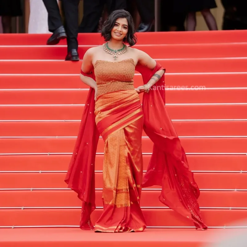 Timeless Glamour: Disha Madan in Kanjivaram Saree at Cannes 2025 Turns Heads on the Red Carpet 8 Disha Madan in Kanjivaram saree at Cannes