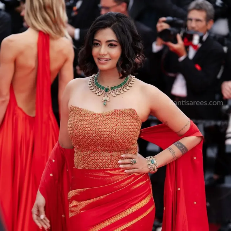 Timeless Glamour: Disha Madan in Kanjivaram Saree at Cannes 2025 Turns Heads on the Red Carpet 2 Disha Madan in Kanjivaram saree at Cannes