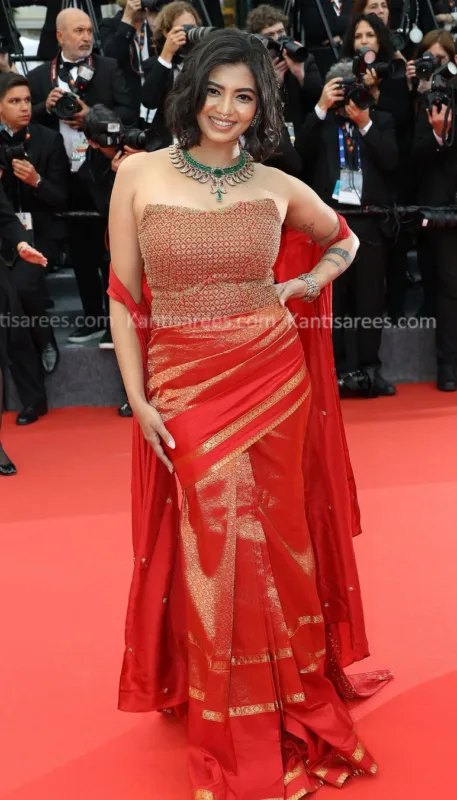 Timeless Glamour: Disha Madan in Kanjivaram Saree at Cannes 2025 Turns Heads on the Red Carpet 3 Disha Madan in Kanjivaram saree at Cannes