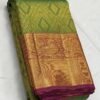 Kanchipuram Silk Saree In Parrot Green With Purple