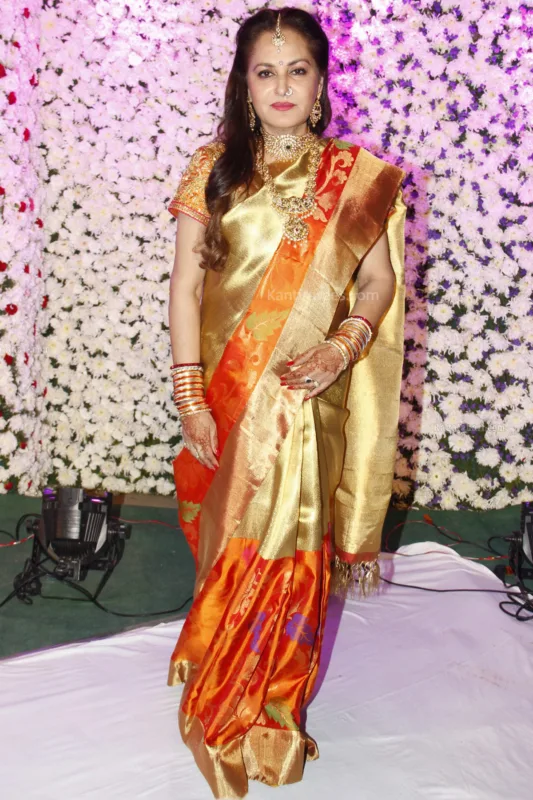 Jaya Prada in Kanjivaram Saree: A Vision of Grace at Son Siddharth’s Wedding Reception 2 jaya Prada in Kanjivaram Saree