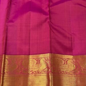 Kanchipuram Silk Saree In Peach With Magenta