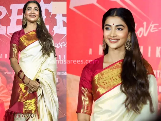 pooja hegde in kanjivaram saree