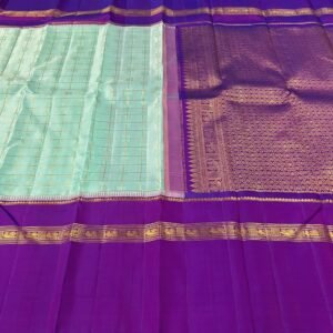 Kanchipuram Silk Saree In Aqua With Purple