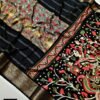 Kalamkari Print Soft Dola silk Saree In Black