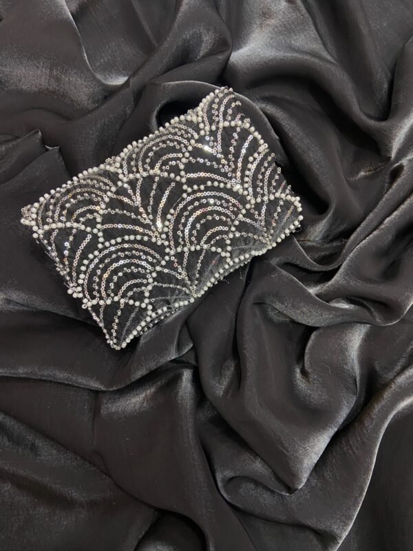 Black Space silk Designer Saree With Beats Work Blouse