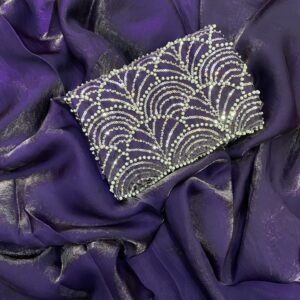 Purple Space silk Designer Saree With Beats Work Blouse