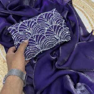 Purple Space silk Designer Saree With Beats Work Blouse