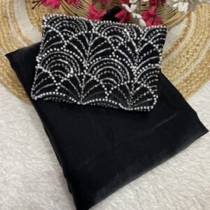 Black Space silk Designer Saree With Beats Work Blouse