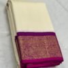 Kanchipuram Silk Saree In Off White With Purple