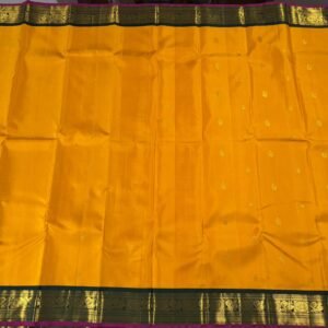 Kanchipuram Silk Saree In Mango Yellow With Green