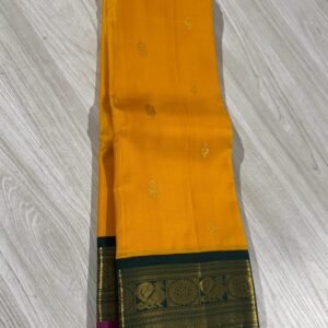 Kanchipuram Silk Saree In Mango Yellow With Green