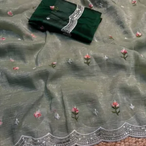 Pastel Crunchy Chiffon Party Wear Saree
