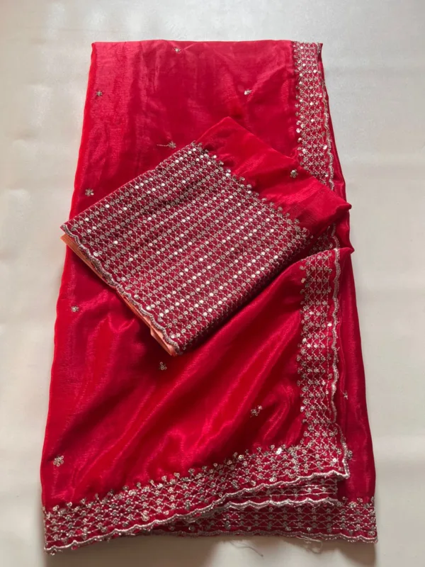 Red Georgette Party Wear saree