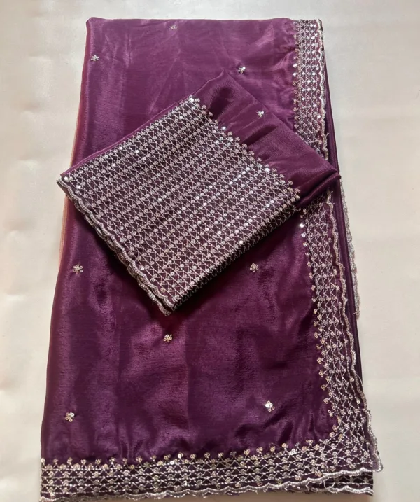 Purple Georgette Party Wear saree