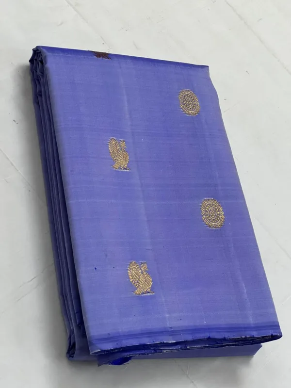 Dark Lavender Kanchipuram Silk Saree In Borderless