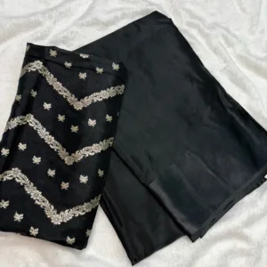 Black Viscose Mysore crepe Silk Saree
