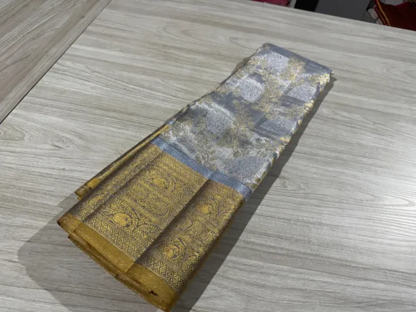 Silver Kanchipuram Silk Saree For Wedding