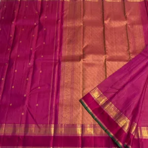 Retta Patta Border Kanchipuram Silk Saree In Rani Pink