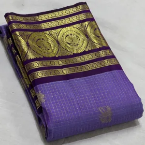Violet Kanchipuram Silk Saree In Purple Border