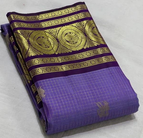 Violet Kanchipuram Silk Saree In Purple Border