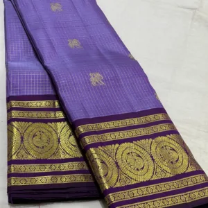 Dark Lavender Kanchipuram Silk Saree In Purple Border