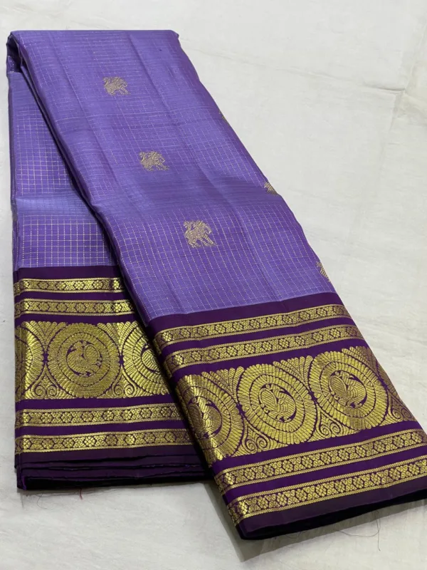 Dark Lavender Kanchipuram Silk Saree In Purple Border