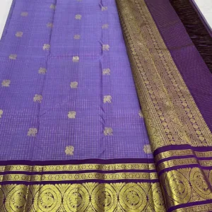 Dark Lavender Kanchipuram Silk Saree In Purple Border