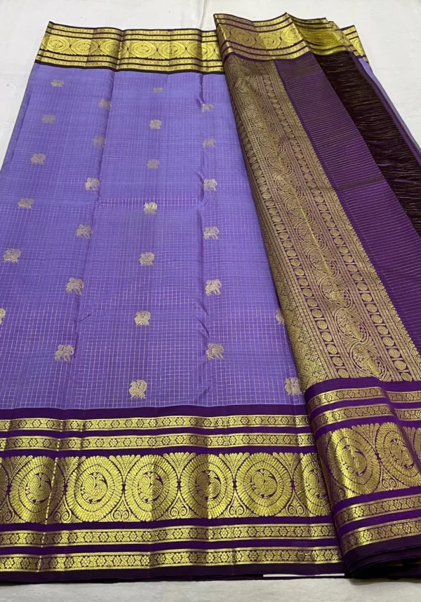 Dark Lavender Kanchipuram Silk Saree In Purple Border