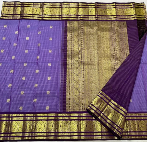 Dark Lavender Kanchipuram Silk Saree In Purple Border
