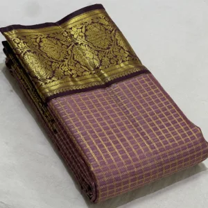 Kanchipuram Silk Saree In Lavender With Coffee Brown
