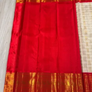Muhurtham Kanchipuram Silk Saree In White with Red