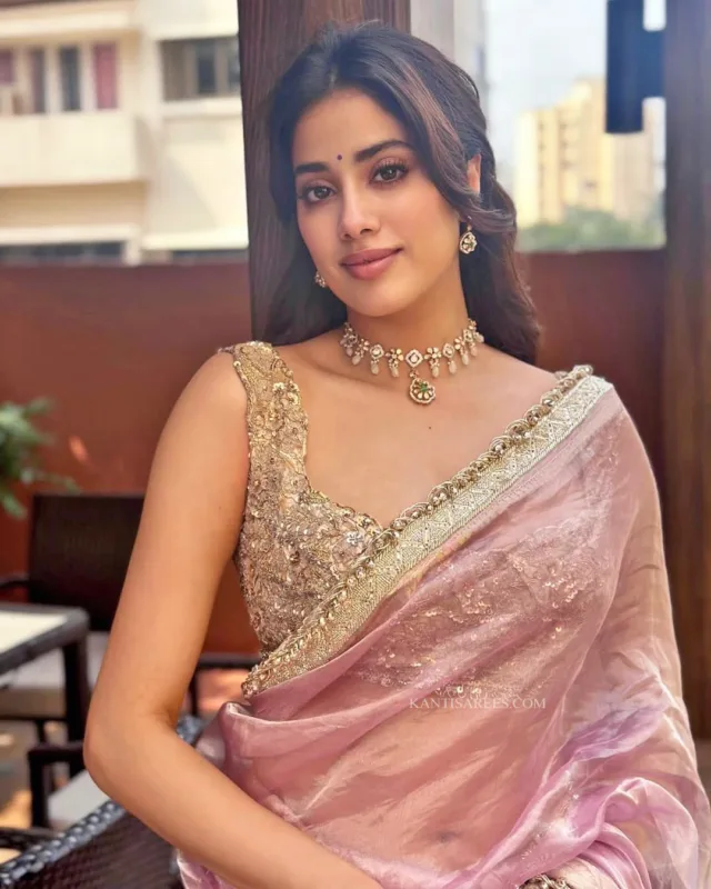 Janvi Kapoor in Chanderi Tissue Silk Saree 