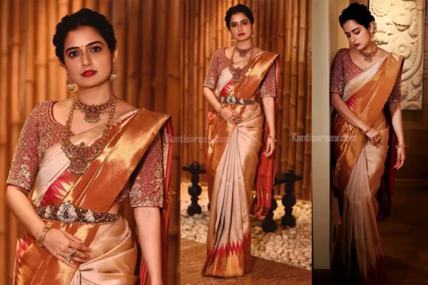 Ashika Ranganath in Kanjivaram silk saree,