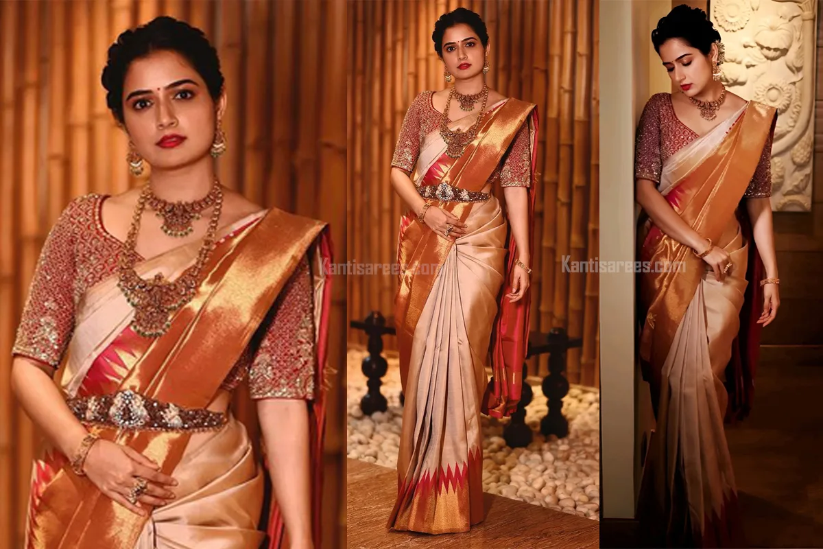 Ashika Ranganath in Kanjivaram silk saree,