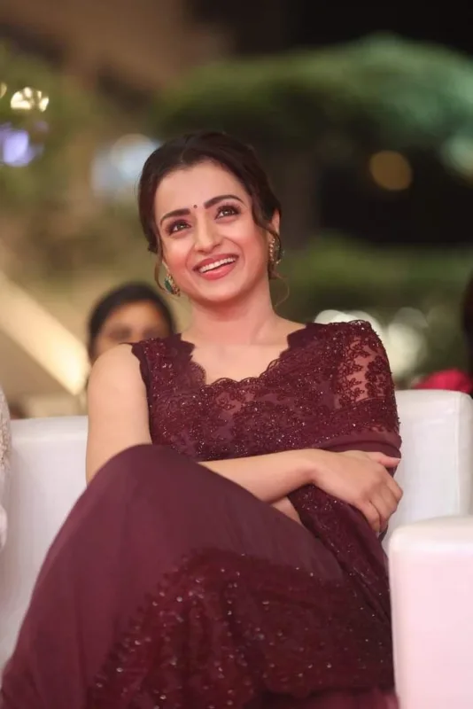 Trisha Krishnan in Organza Silk Saree: Coffee Brown Elegance That Redefines Modern Grace 5 Trisha Krishnan