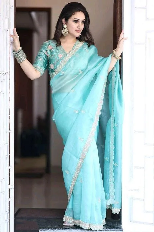 Sridevi Vijaykumar in Organza Silk Saree: A Turquoise Blue Dream Woven with Modern Elegance 3 bb03e4f4 25a7 42a6 ad8f b5c3510ab086 1