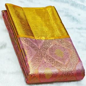 tissue kanjivaram silk saree in babay pink