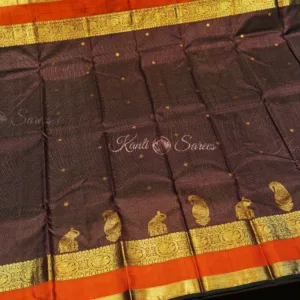 Vintage Kanjivaram Silk Saree In Coffee Brown With Retta Patta Border 2 vintage kanjivaram