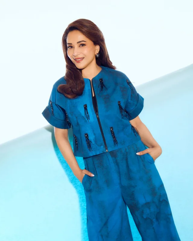 Madhuri Dixit Nene Elegant Blue Outfit