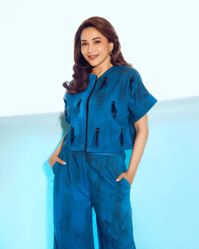 Madhuri Dixit Nene Elegant Blue Outfit