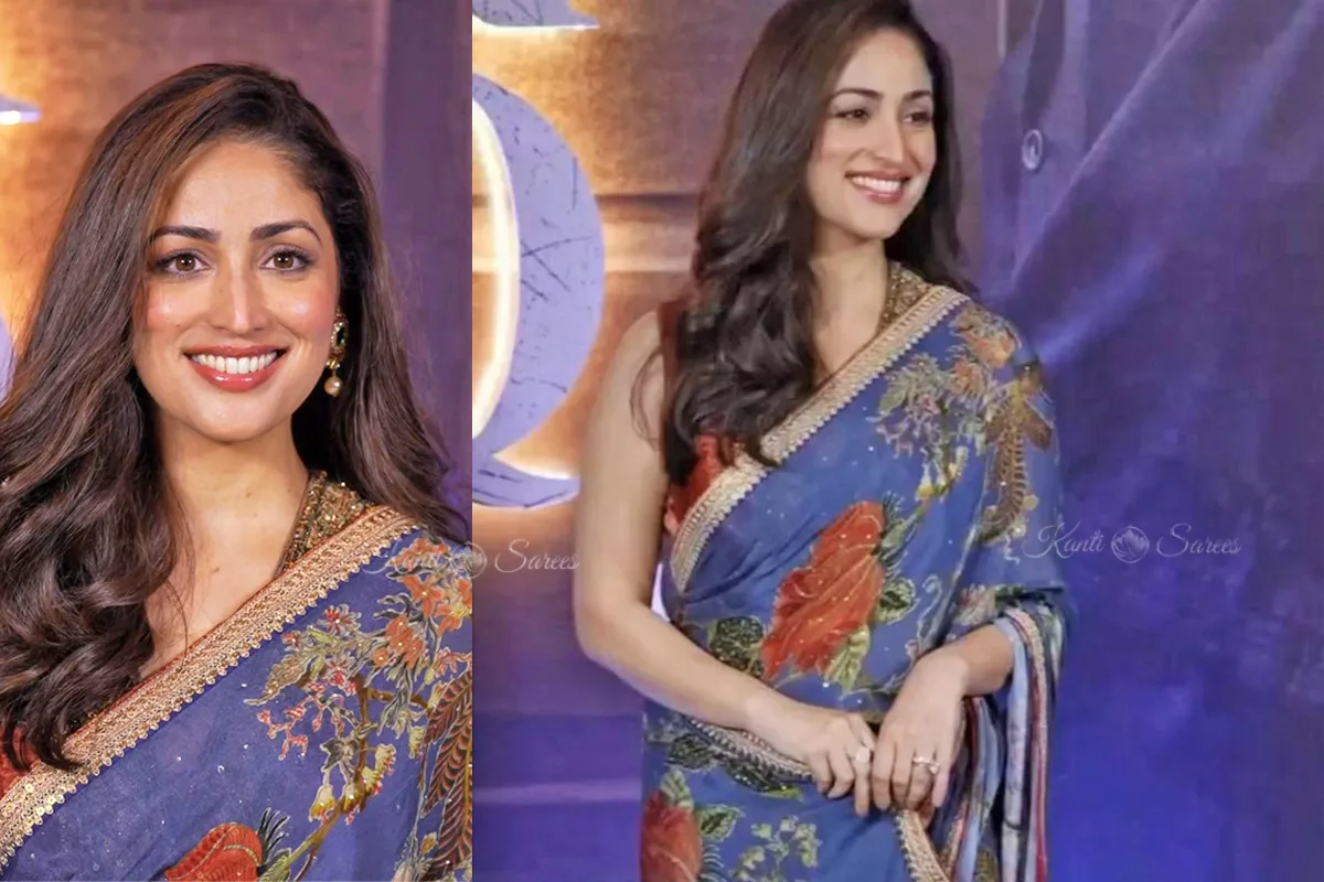 Yami Gautam blue saree Haq trailer launch
