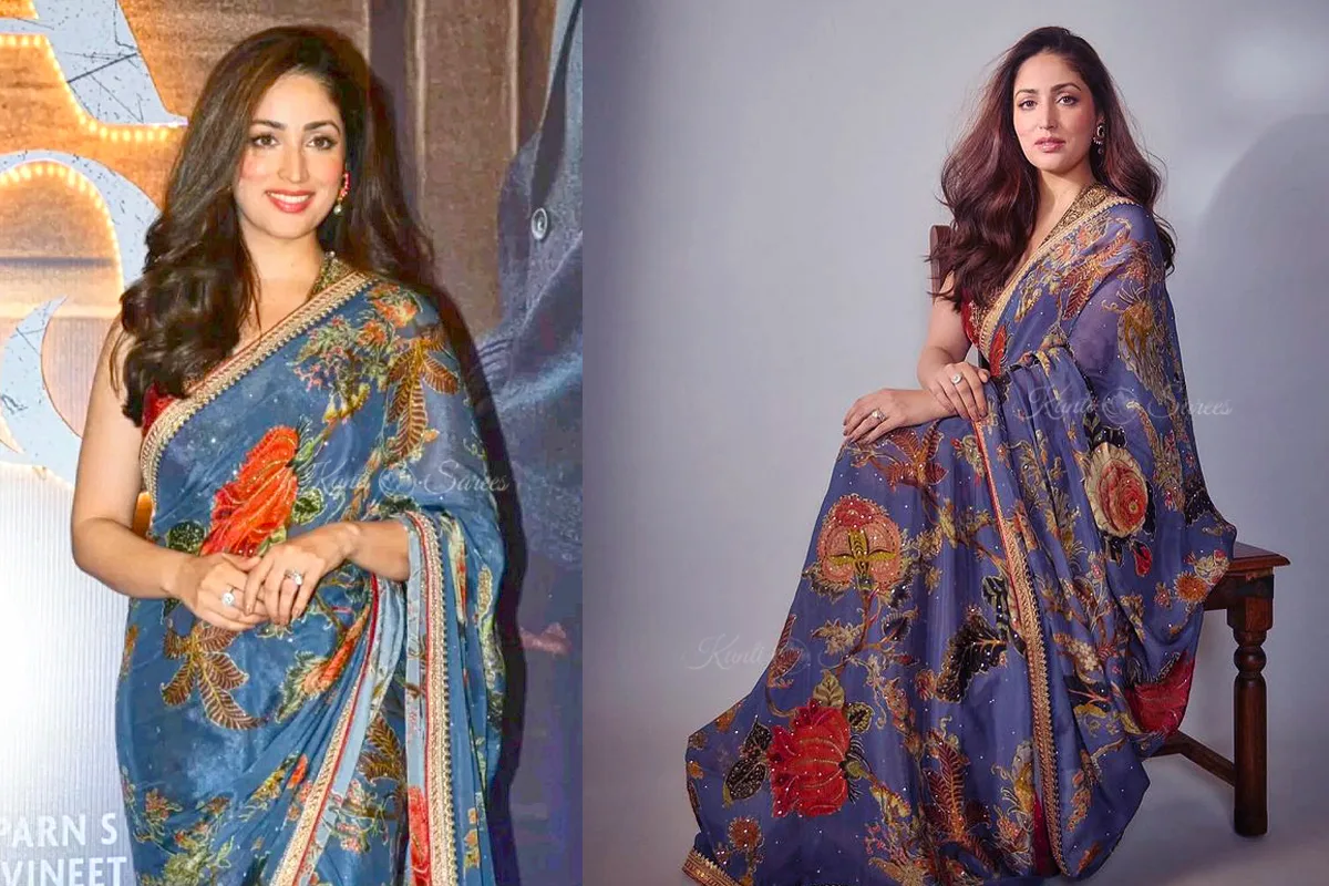 Yami Gautam blue saree Haq trailer launch