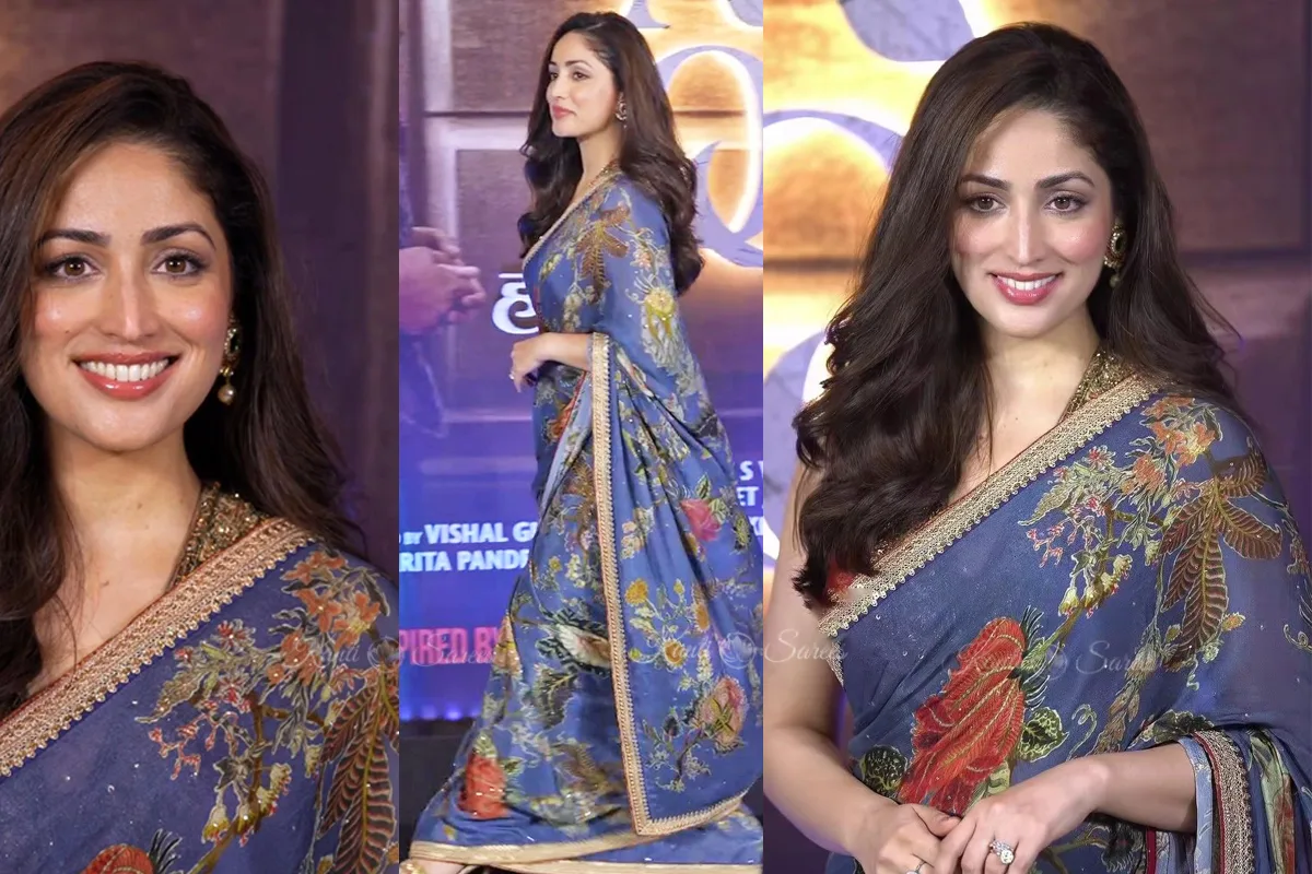 Yami Gautam blue saree Haq trailer launch