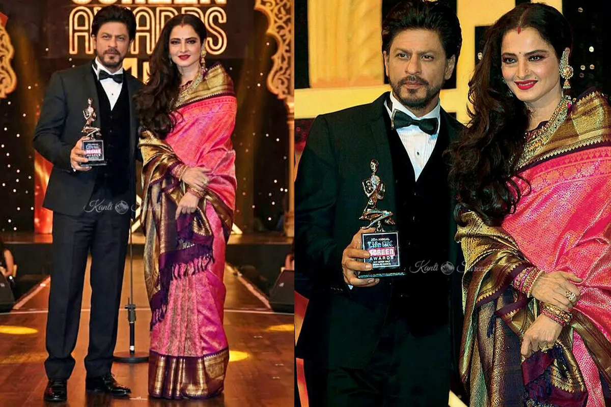 Top 20 Rekha Ji Kanjivaram Saree Looks That Prove She Is the Eternal Queen of Indian Fashion 19 Rekha Ji Kanjivaram Saree