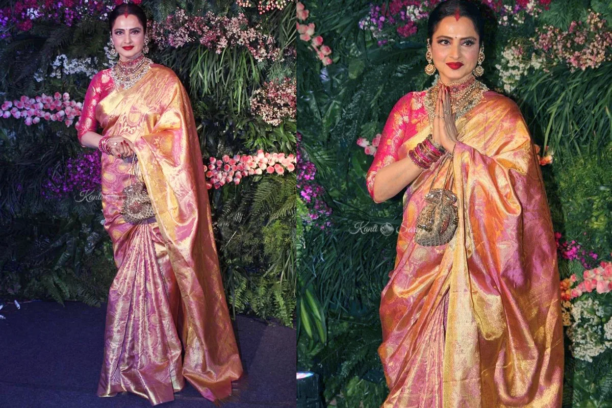 Top 20 Rekha Ji Kanjivaram Saree Looks That Prove She Is the Eternal Queen of Indian Fashion 21 Rekha Ji Kanjivaram Saree