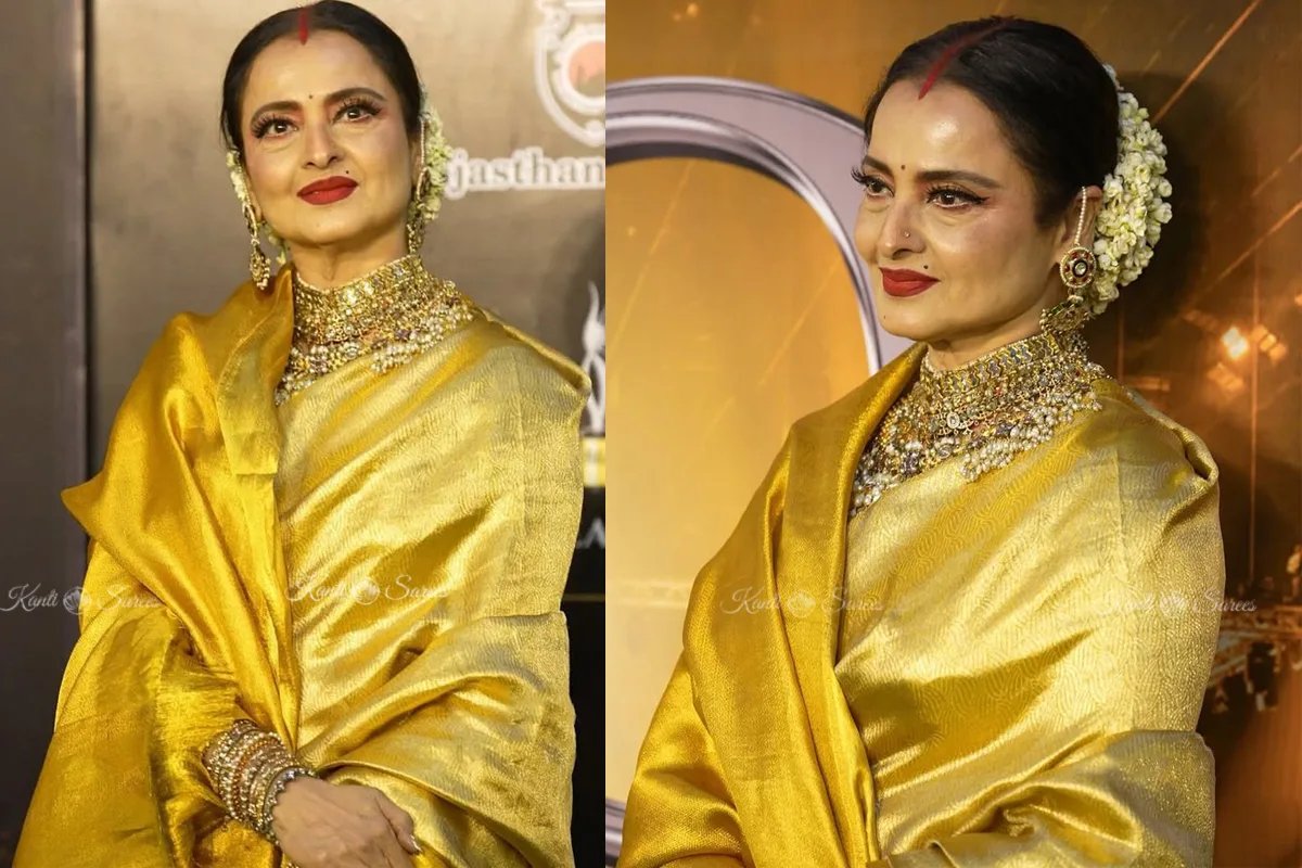Top 20 Rekha Ji Kanjivaram Saree Looks That Prove She Is the Eternal Queen of Indian Fashion 3 20